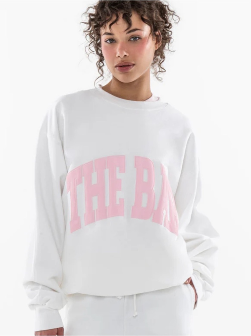 The Bar White Sweatshirt with Pink Logo